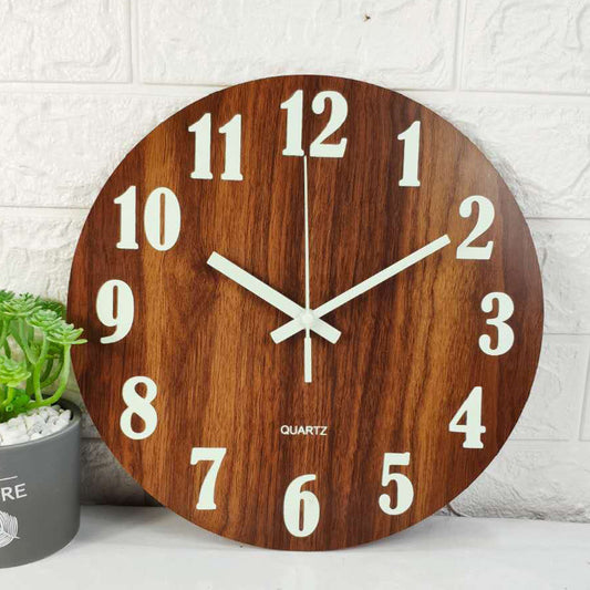 Glow In The Dark Wood Wall Clock Luminous Needle Wall Glitter Clock Modern Design Hanging Home Decor Clocks For Living Room-Aria Doejay