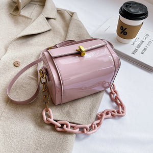 New Trendy Texture Glossy Small Bag Female Bag Fashion Popular Chain Box Bag Female Bag Shoulder Messenger Bag