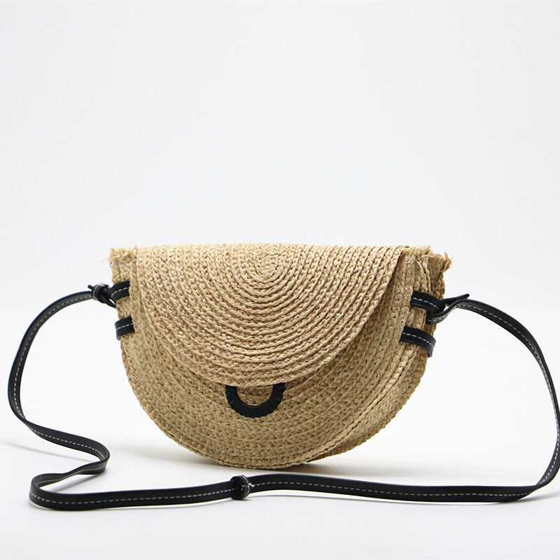 New Style Straw Woven Bag Shoulder Messenger Bag Saddle Bag Raffia