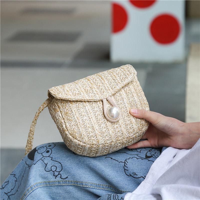 Fashion Imitation Pearl Buckle Diagonal Bag