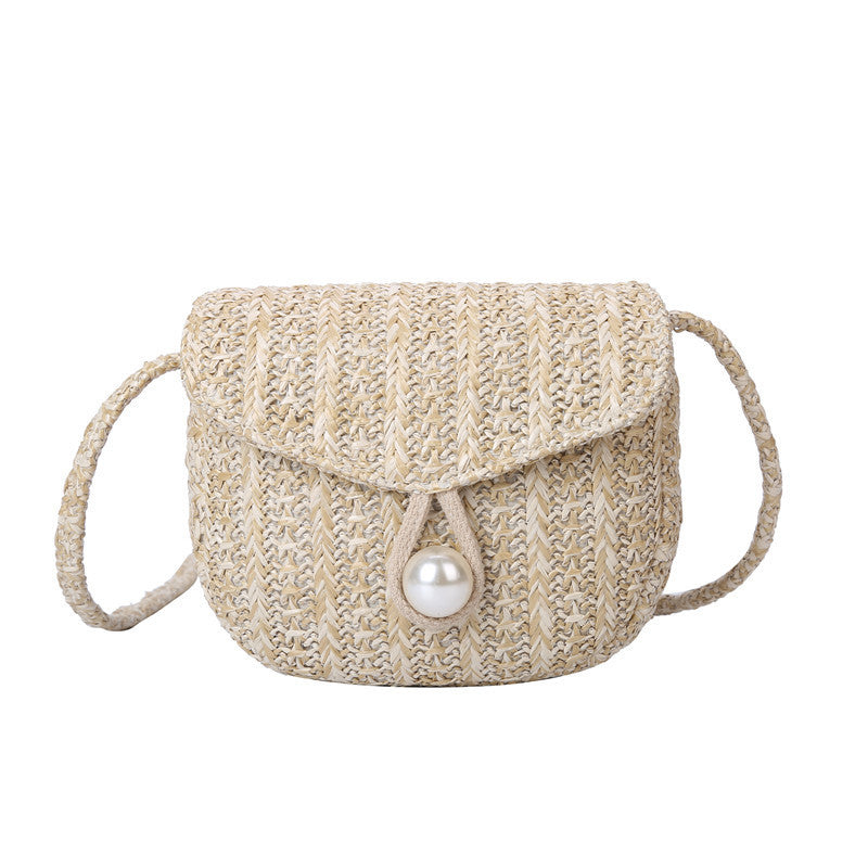 Fashion Imitation Pearl Buckle Diagonal Bag