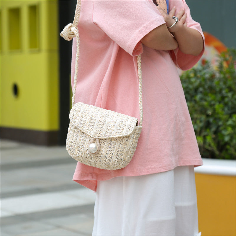 Fashion Imitation Pearl Buckle Diagonal Bag