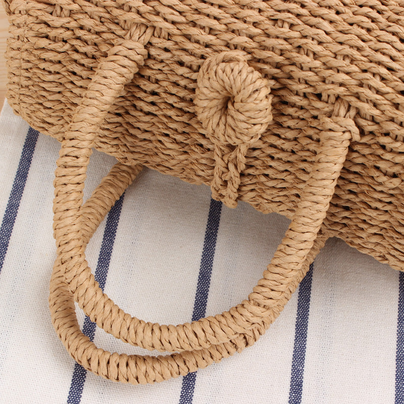 Crossbody Carrying Casual Straw Beach Bag