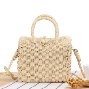 Crossbody Carrying Casual Straw Beach Bag