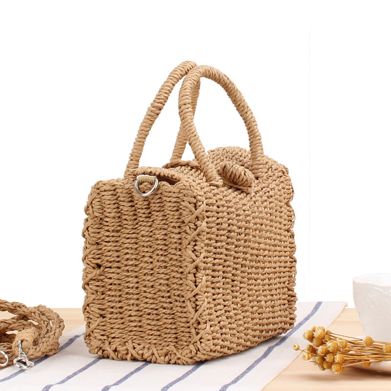 Crossbody Carrying Casual Straw Beach Bag