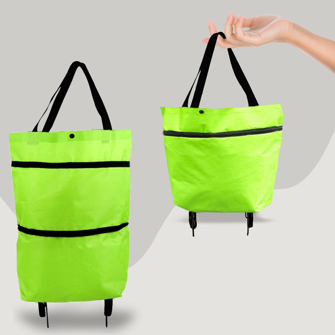 2 in 1 Foldable Shopping Cart with Wheels Premium Oxford Fabric Multifunction Shopping Bag Organizer High Capacity-Aria Doejay