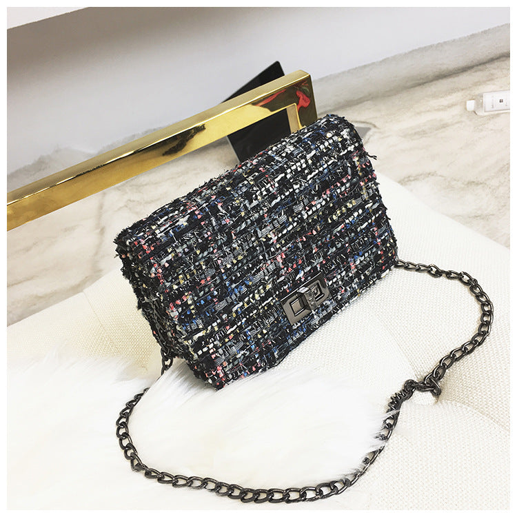 Chain Small Bag Women'S New Versatile Korean Woollen Cloth Ulzzang Messenger Bag Mini Square Bag