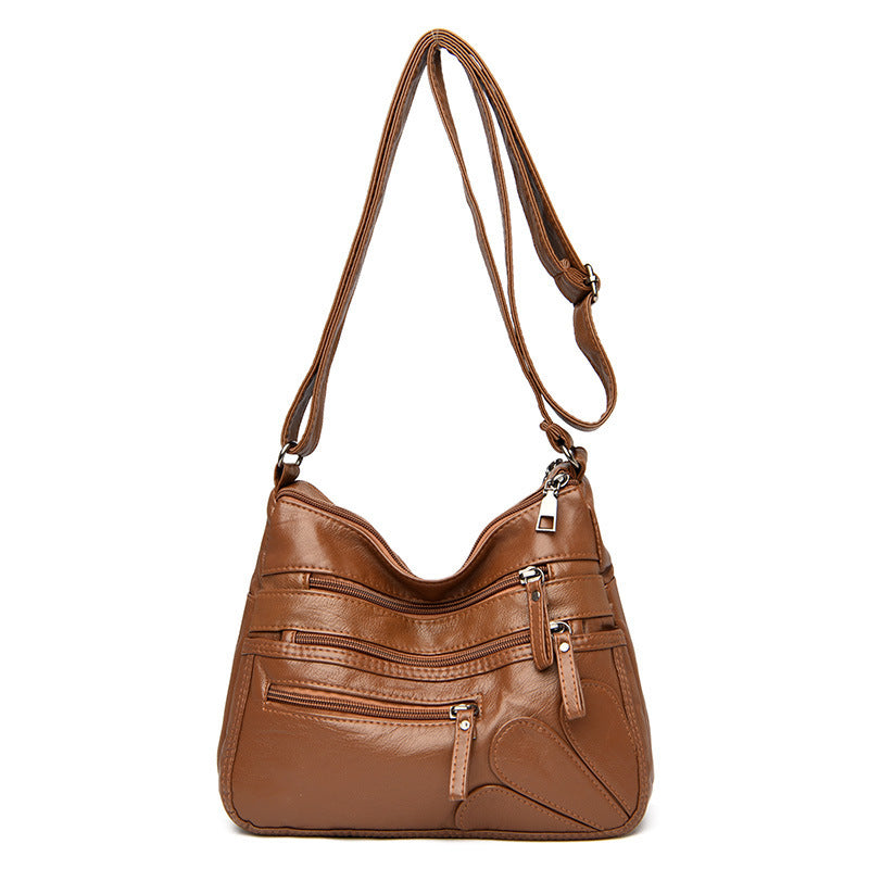 Shoulder Bag Soft Leather Large Capacity Middle-Aged Lady Diagonal Bag