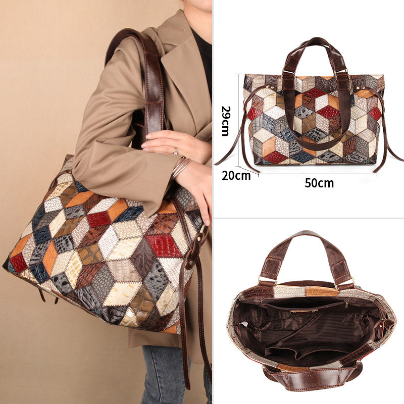 Leather Handbags, Large Capacity, The First Layer Of Cowhide Bags, Retro One-Shoulder Tote Bags, New Portable Large Bags For Commuting-Aria Doejay