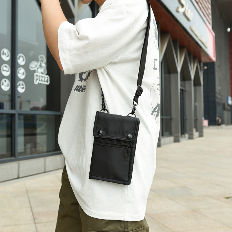 Men'S Messenger Bag Mobile Phone Small Bag Foldable Tri-Fold Document Bag Waist Bag