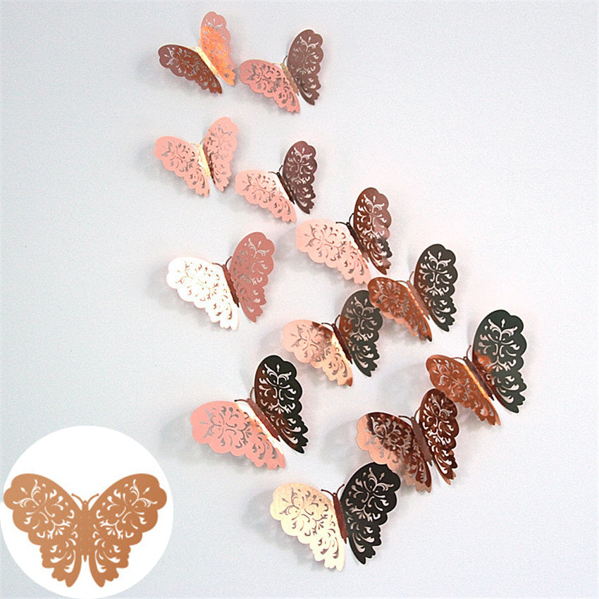 3D Hollow Butterflies Mirror Wall Stickers for Kids Rooms Bedroom Living Room Fridge Decorative Wallpaper Home Wall Decor-Aria Doejay