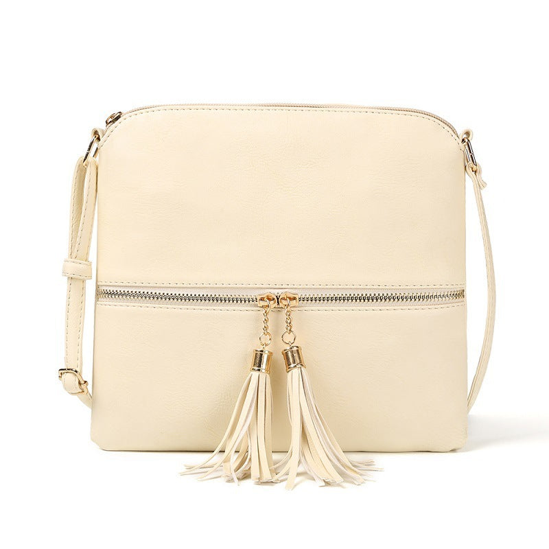 New Style Double Fringe Front Pocket Zipper Diagonal Shoulder Bag Women's Bag Shoulder Bag