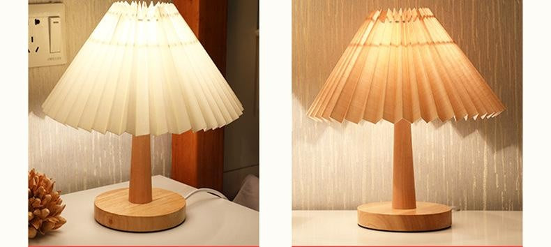 Usb Vintage Pleated Lamp Dimmable Korean Table Light With Led Bead White Warm Yellow For Bedroom Living Room Home Lighting Decor-Aria Doejay