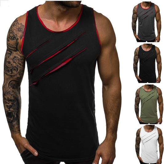 Summer Men's Sleeveless Vest Broken Copper Fitness Vest-Aria Doejay