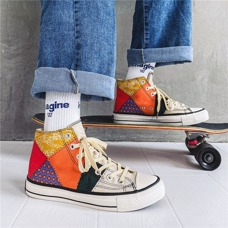 Men's High Top Shoes Hong Kong Style Canvas Shoes-Aria Doejay