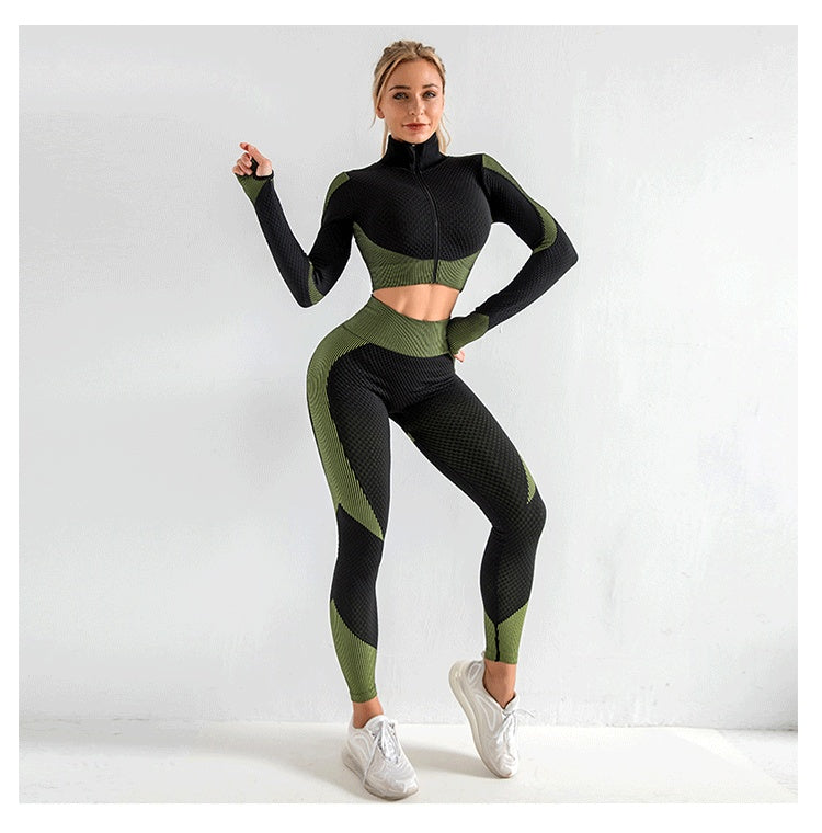 Zipper yoga suit-Aria Doejay