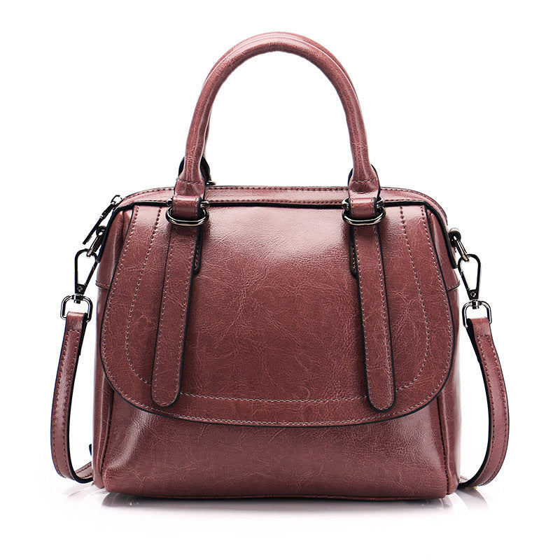 New style oil wax leather portable shoulder bag