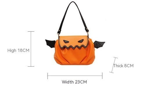 Halloween Little Devil Pumpkin Cute Contrast Color Pleated Cloud Bag