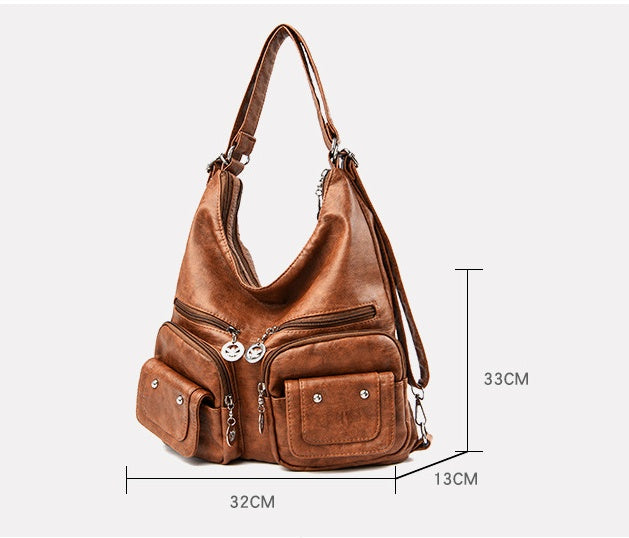 Women's Large Capacity Soft Leather Textured Shoulder Bag