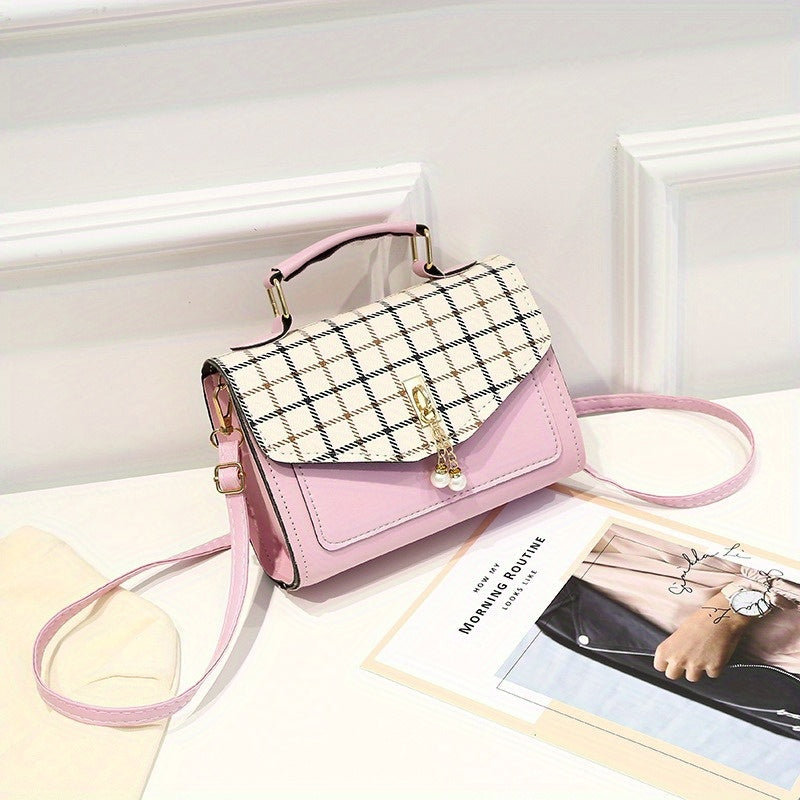 Women's Spring/Summer New Single Shoulder Crossbody Bag Pearl Phone Bag Fashion Versatile Small Square Bag