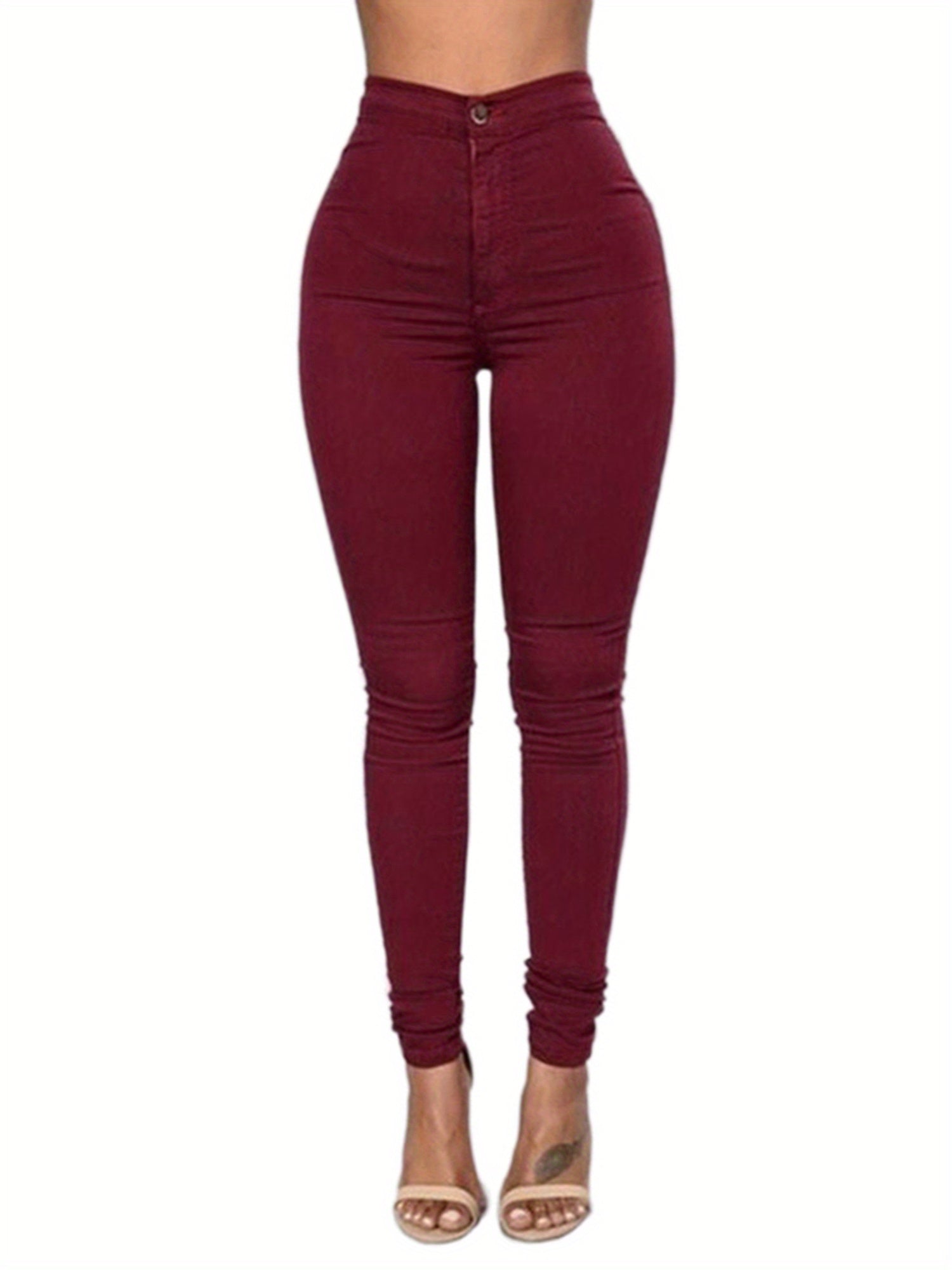 Women Pants, High Waist Leggings, Sexy Slim Pencil Skinny Pants Trousers, Solid Color Tummy Control Pants