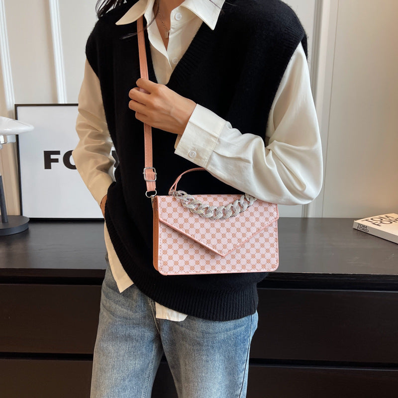 New Textured Women's Simple Small Square Bag Fashion Shoulder Bag Printed Handbag Commuter Messenger Bag