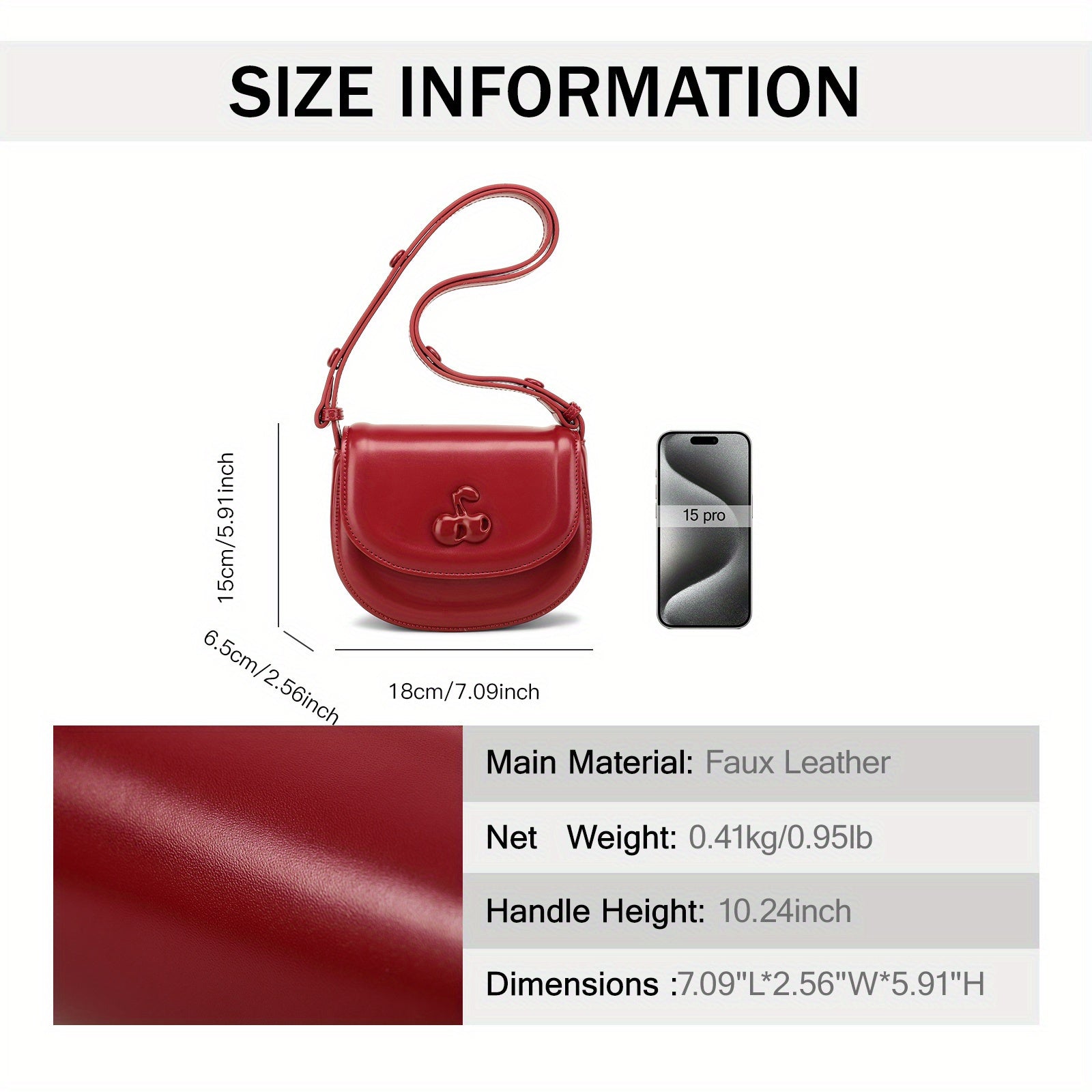 TOUTOU Original Cherry Small Square Bag, New Saddle Bag Original Design Cherry Premium Sense Shoulder Bag 40545