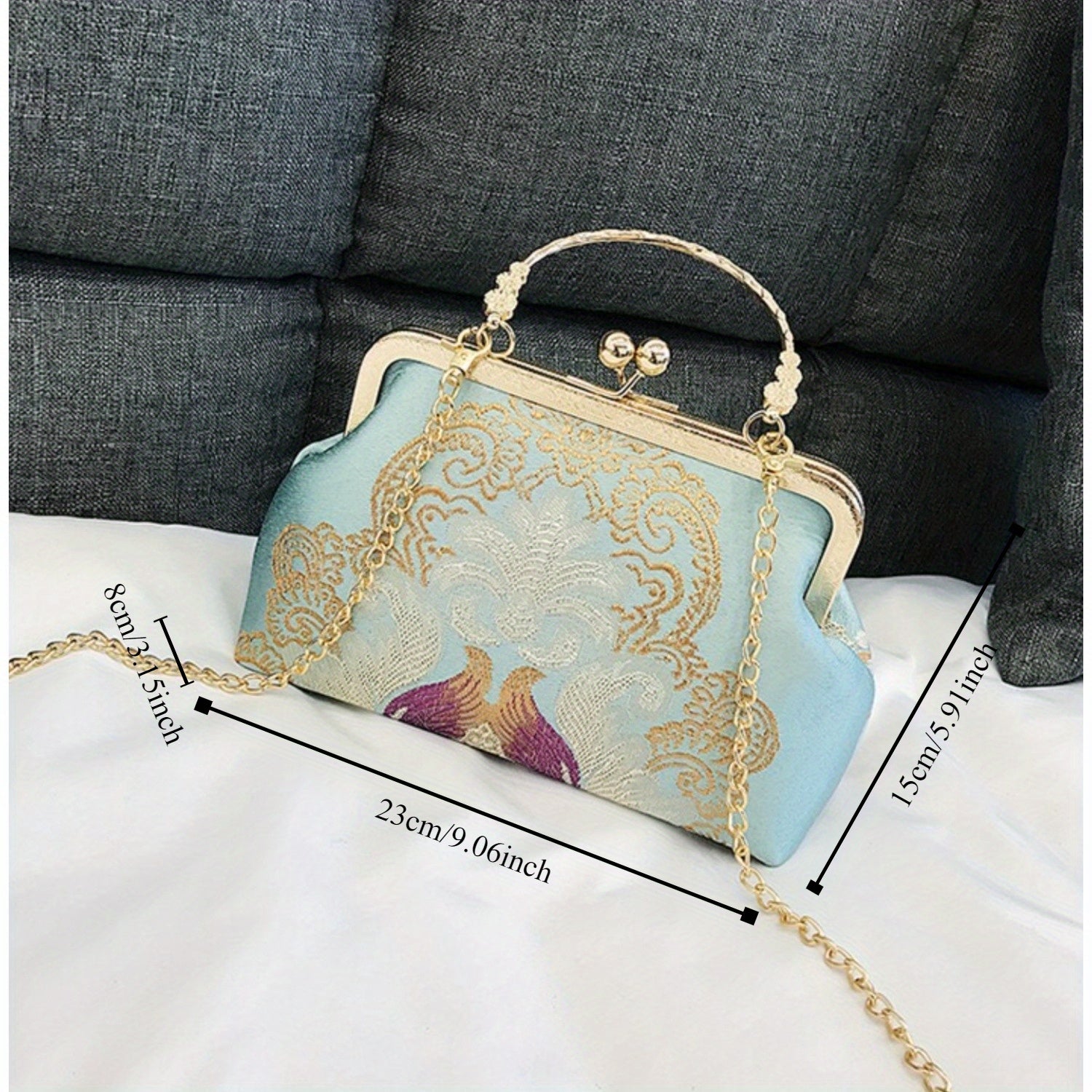 Vintage elegant crossbody bag Embroidery tote Cheongsam underarm bag suitable for party work travel club daily