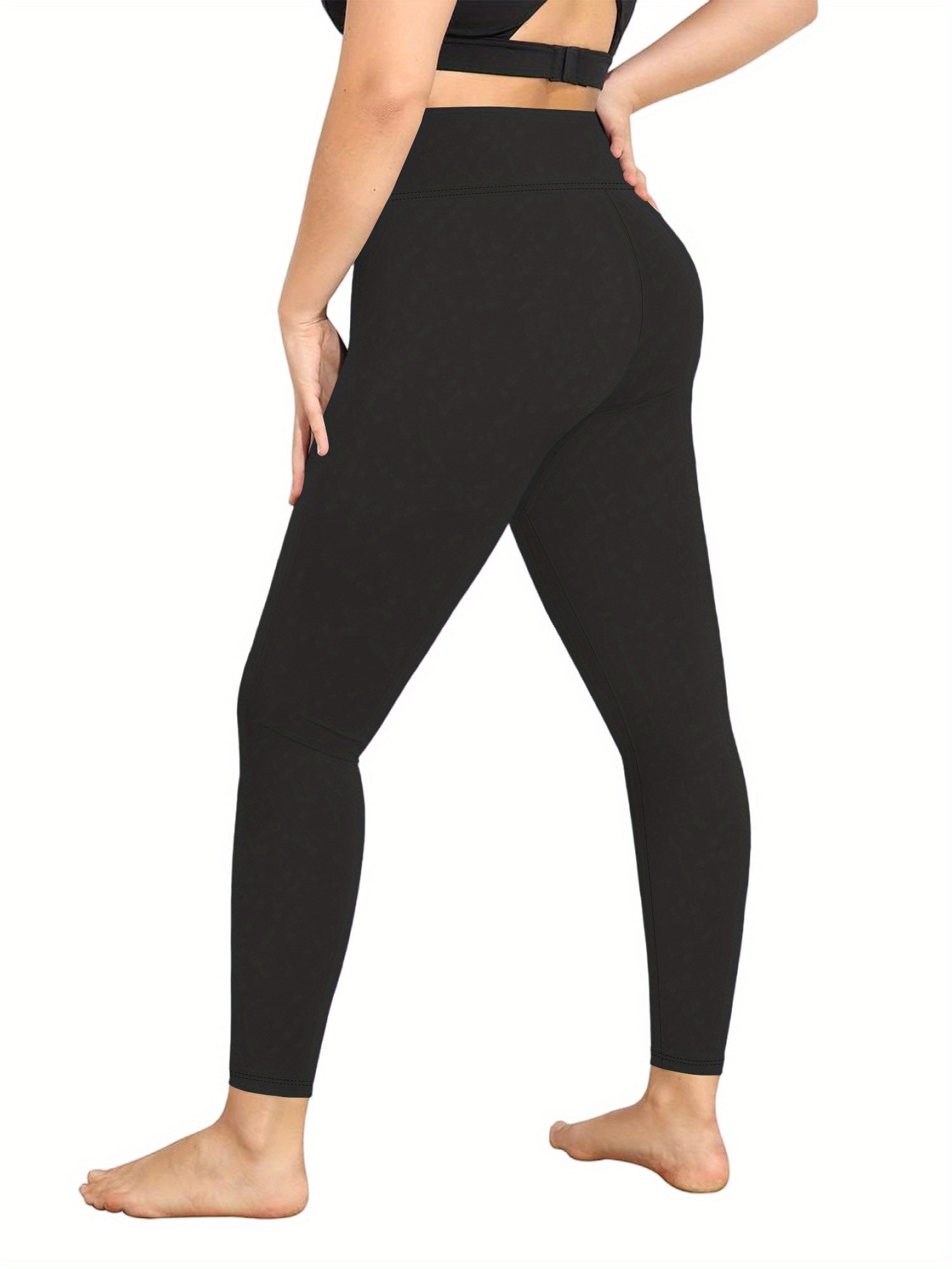 Women Yoga Leggings Plus Size Solid Color Stretch High Waist Workout Pants for Fitness Sport Running Activewear