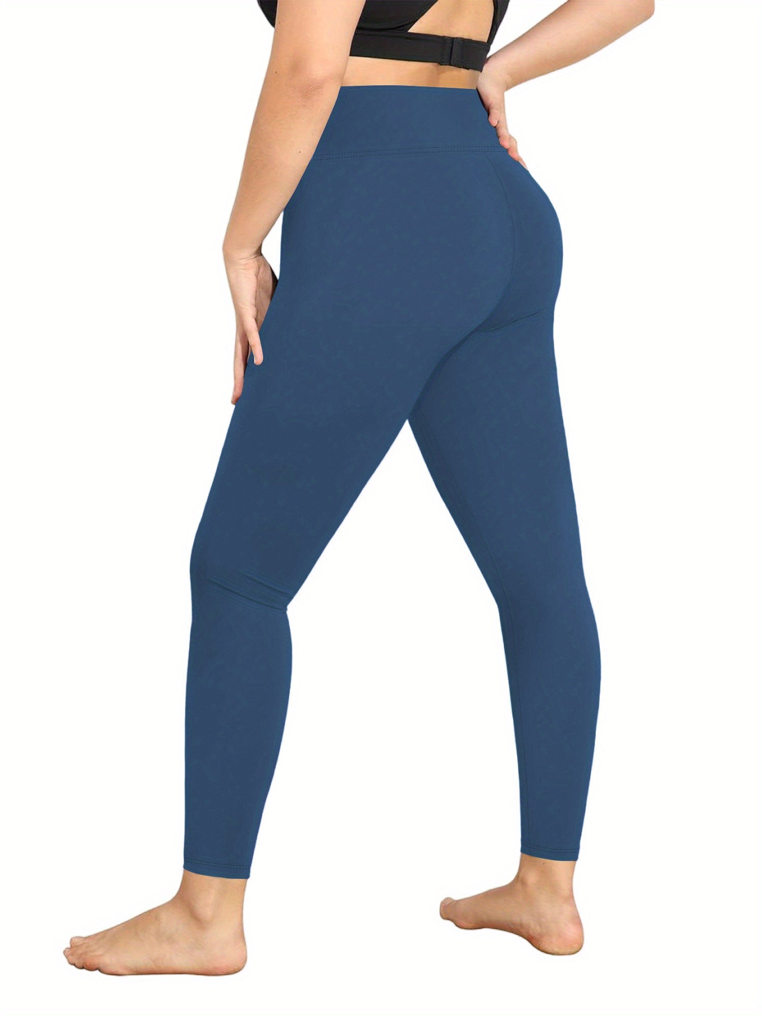 Women Yoga Leggings Plus Size Solid Color Stretch High Waist Workout Pants for Fitness Sport Running Activewear