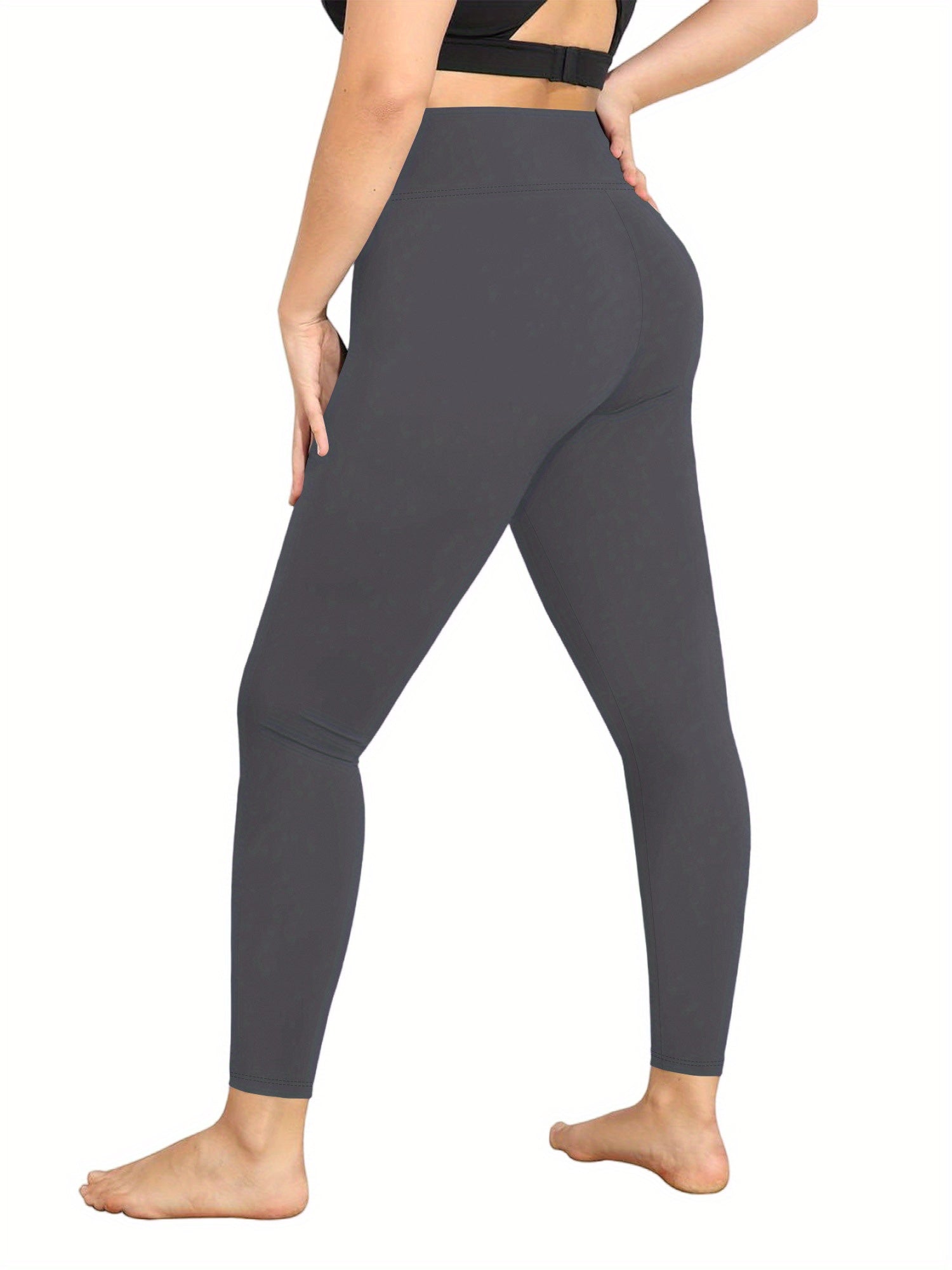 Women Yoga Leggings Plus Size Solid Color Stretch High Waist Workout Pants for Fitness Sport Running Activewear