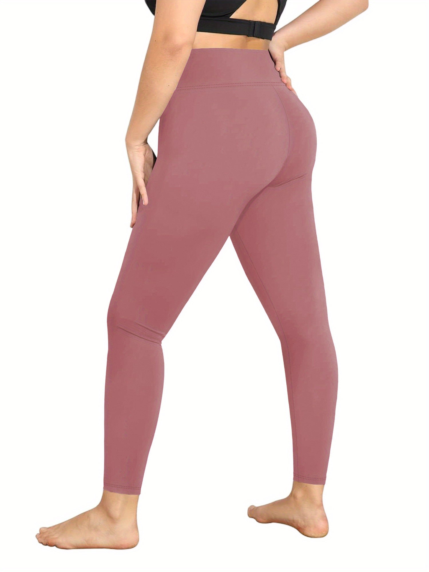 Women Yoga Leggings Plus Size Solid Color Stretch High Waist Workout Pants for Fitness Sport Running Activewear