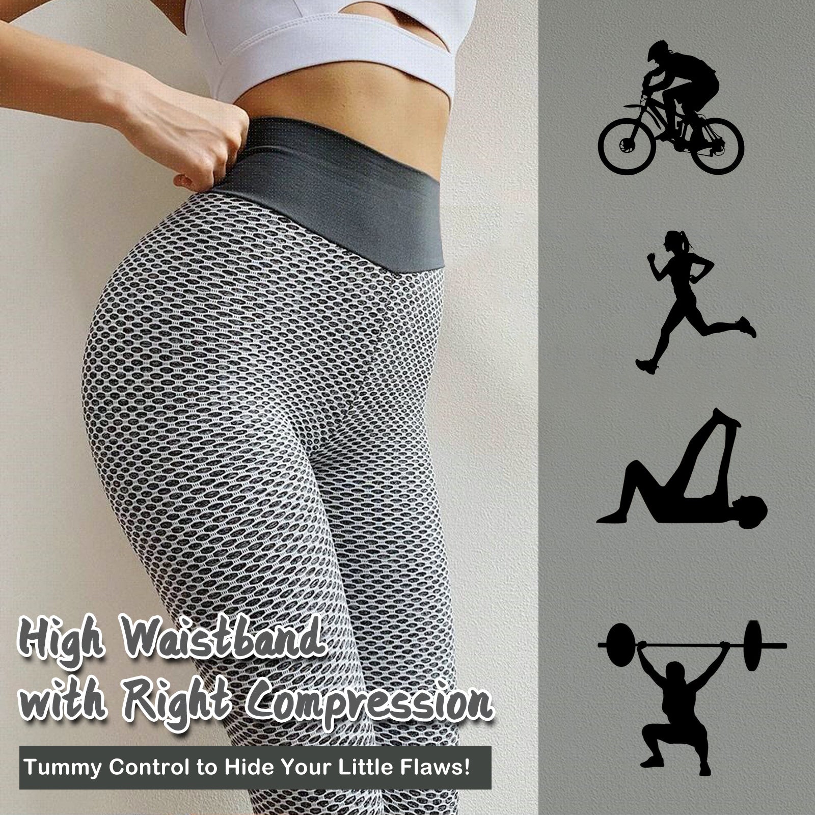 TIK Tok Leggings Women Butt Lifting Workout Tights Plus Size Sports High Waist Yoga Pants Light Grey-Aria Doejay