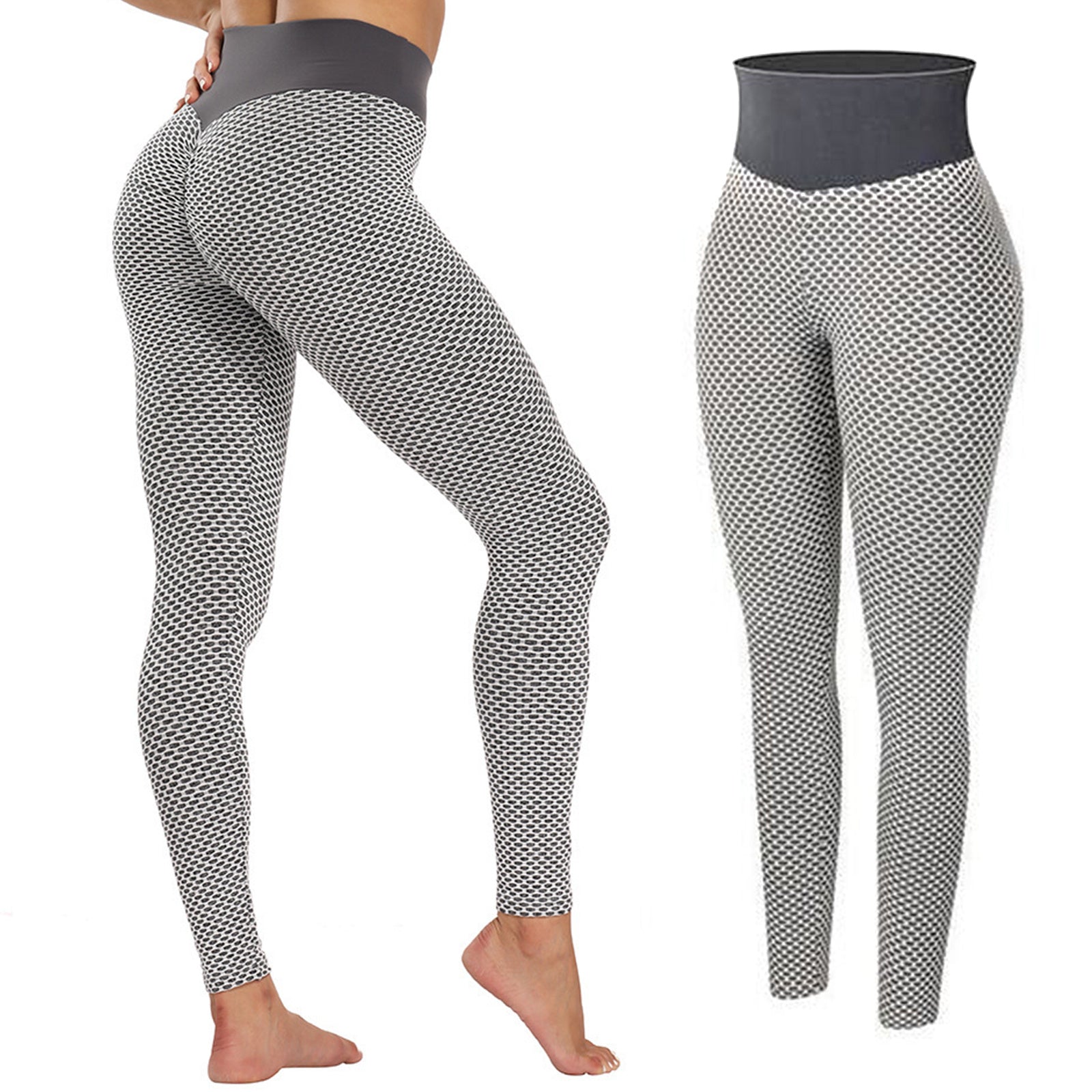 TIK Tok Leggings Women Butt Lifting Workout Tights Plus Size Sports High Waist Yoga Pants Light Grey-Aria Doejay