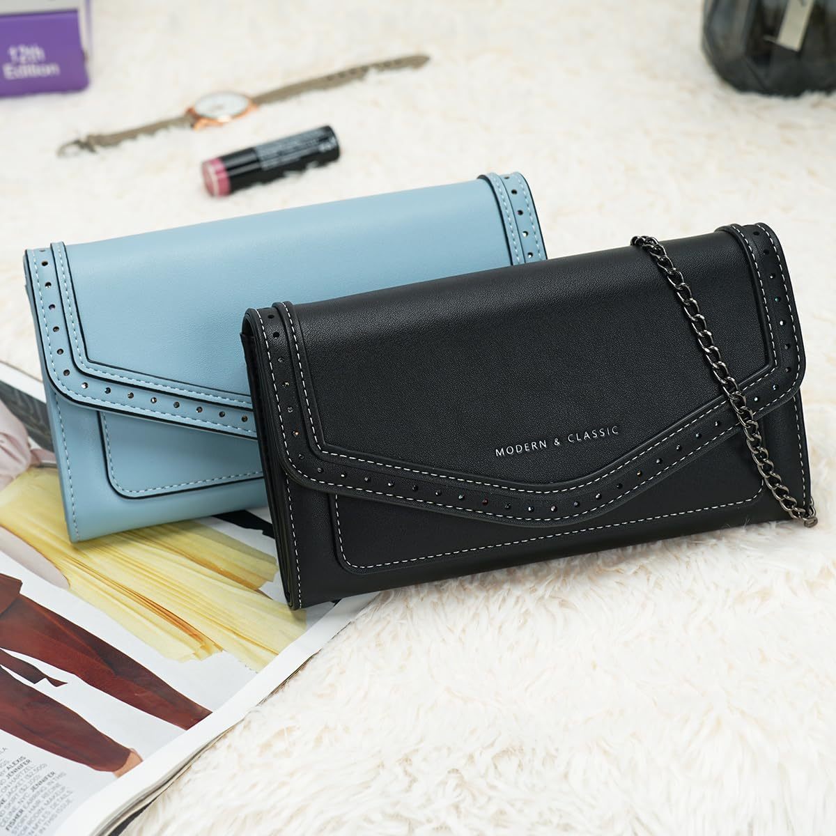 Small Wallet Purse for Women, Evening Chain Bag Clutch Crossbody handbags with Card slots