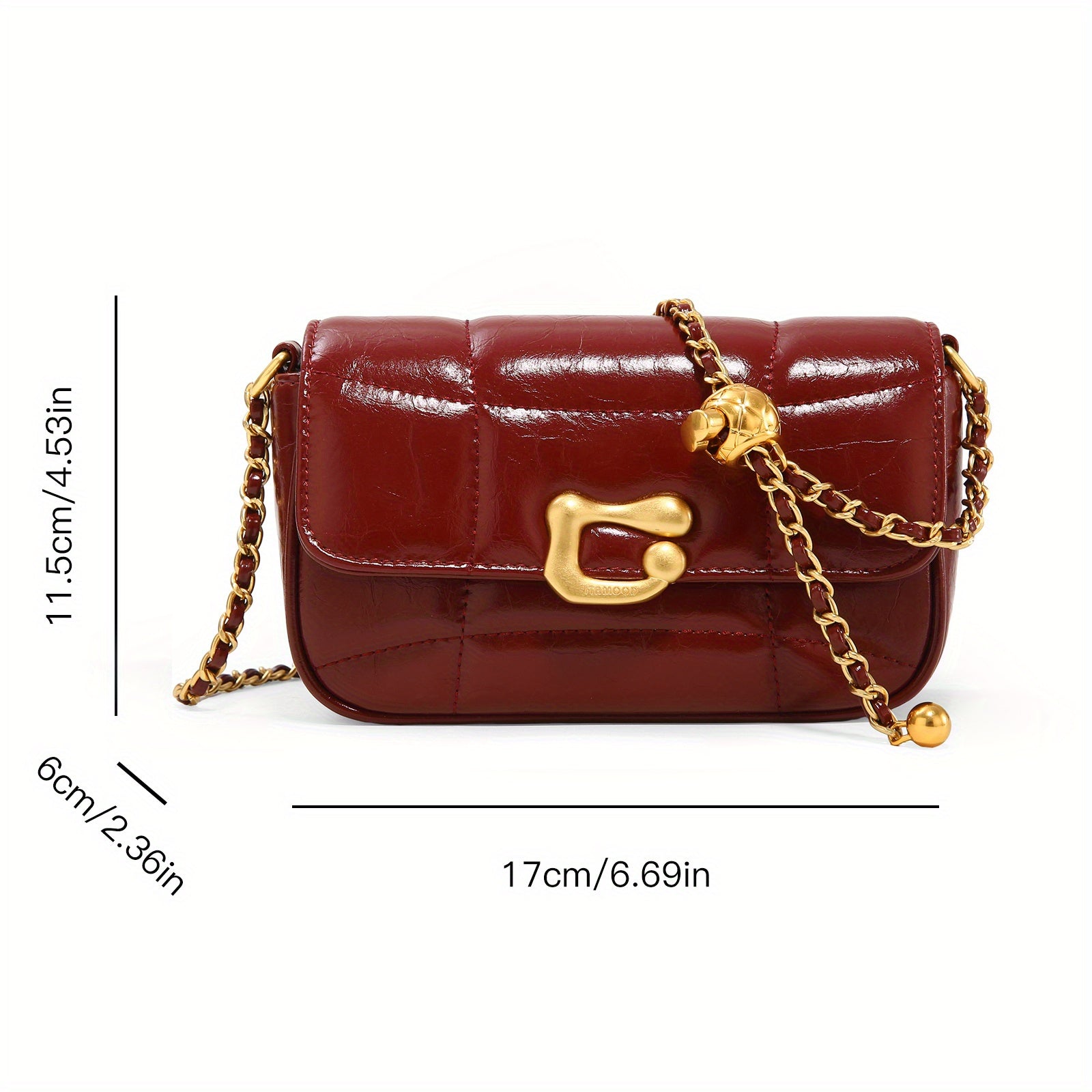 ITAMOOD Quilted Original Hardware Christmas Handbag Burgundy Women's Chain Bag Luxurious and Stylish Women's Shoulder Bag Perfect Holiday Gift Small Square Bag Ideal for Everyday Commuting and Travel