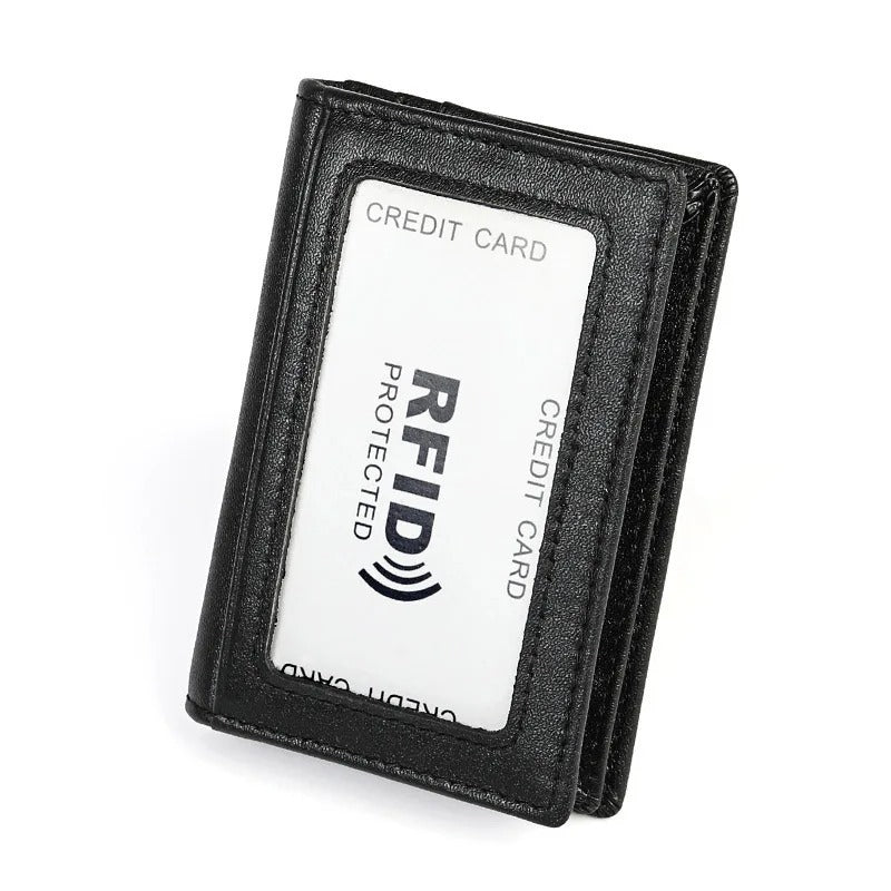 Leather Anti-magnetic RFID Anti-theft Swiping Change Document Package Card Holder