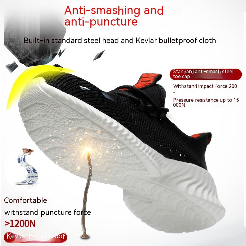 Men's Fashionable Breathable Steel Head Stab-resistant Midsole Light Work Shoes