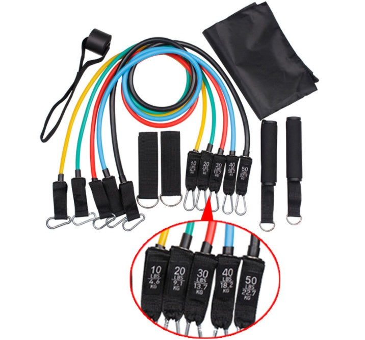 Multifunctional Rally TPE11 Piece Set Fitness Rally Rope Latex Elastic Cord Resistance Ring