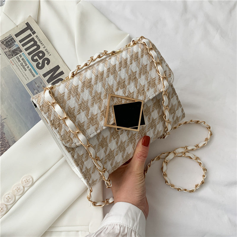 Girly Woolen Cloth Woven Crossbody Small Square Bag