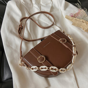 Fashion Plain Single Shoulder Messenger Saddle Bag Female Bag