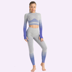 LANTECH Women Yoga Sets Gym Fitness Athletic 2 Pcs Sports Suits Set Pants Leggings Sportswear Leggings Seamless Sports Shirts-Aria Doejay