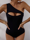 New Bikini Solid Color One-shoulder One-piece Swimsuit Women-Aria Doejay