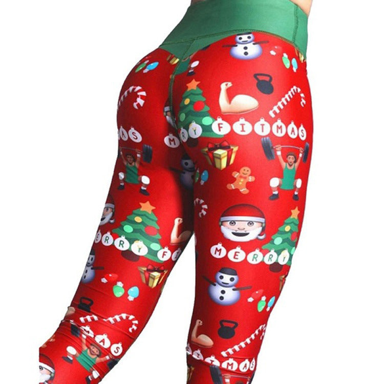 Sports Digital Printing Leggings Christmas High Waist Hip Lift