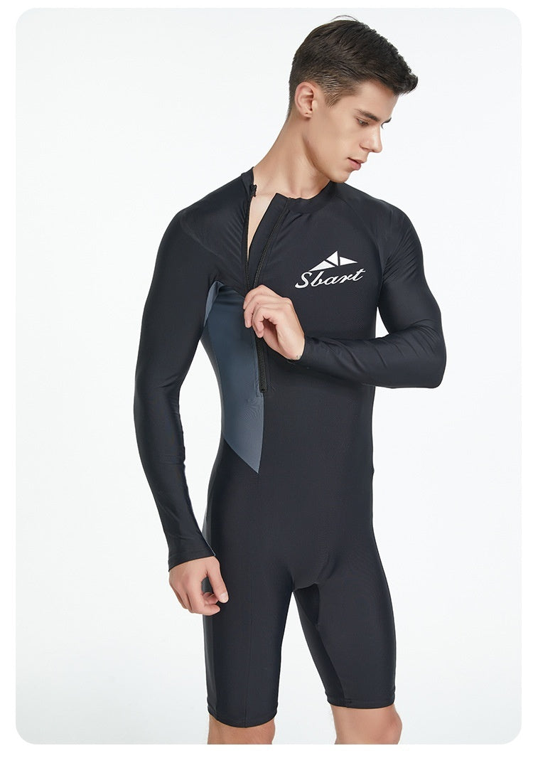 Men's One-piece Swimsuit Tight Long Sleeve Sun Protection Quick-drying