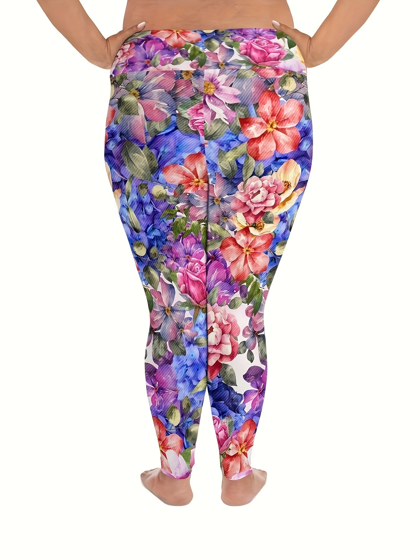 Colored Flower Print Ladies Plus Size Tights