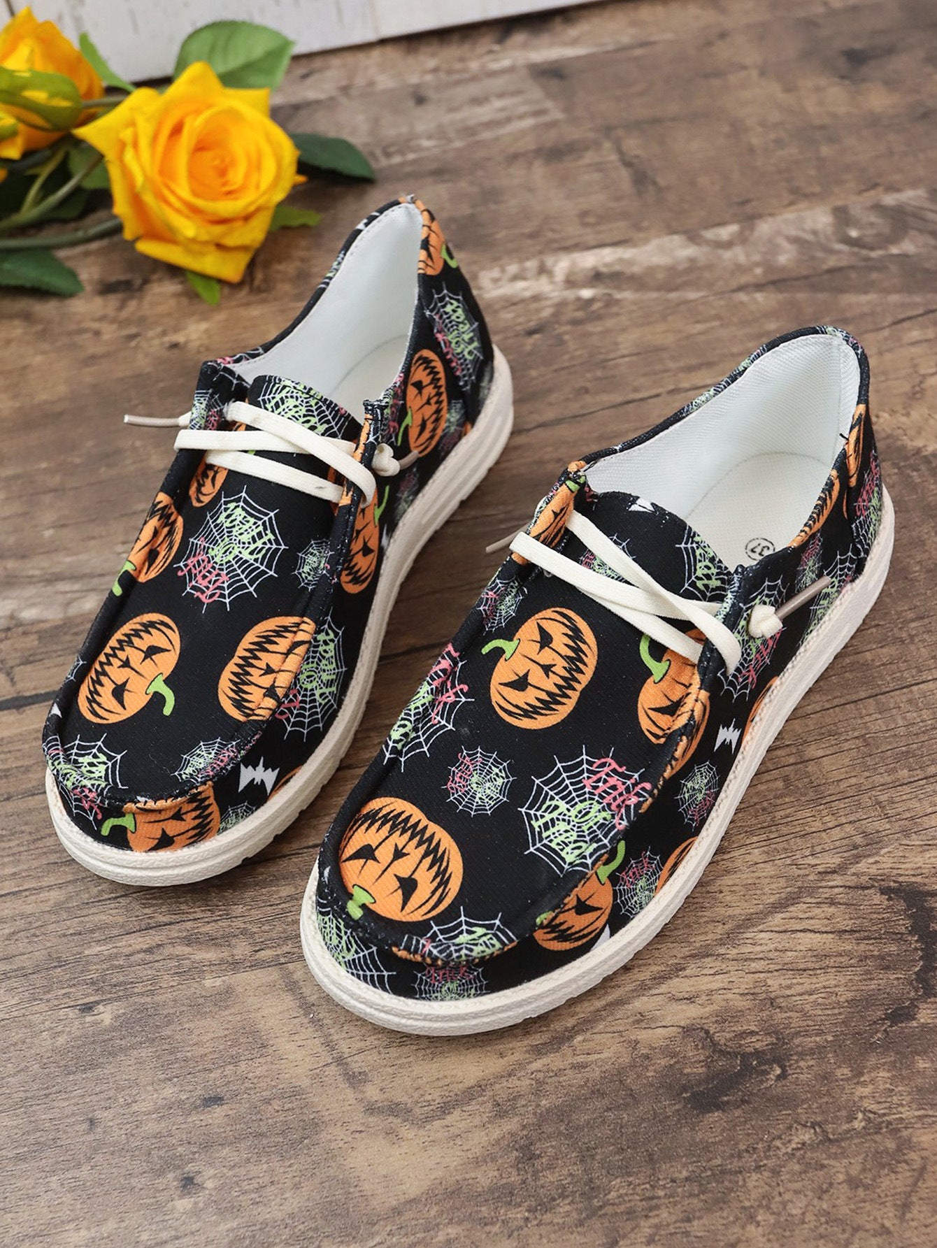 Halloween Pumpkin Print Ghost European And American Flat Canvas Casual Shoes