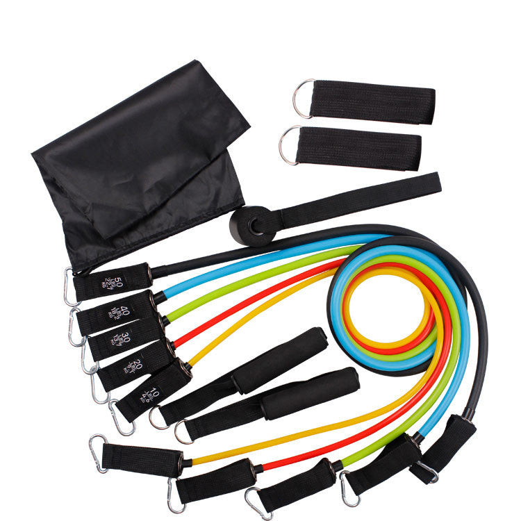 Multifunctional Rally TPE11 Piece Set Fitness Rally Rope Latex Elastic Cord Resistance Ring