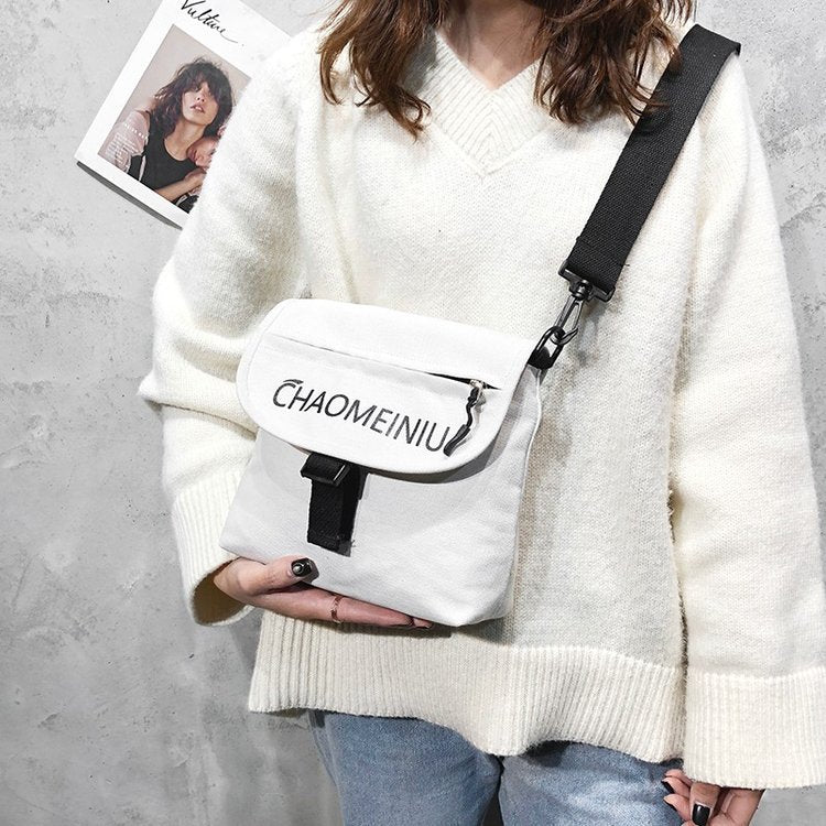 Korean embroidery canvas bag canvas bag women's single shoulder bag cross body bag laptop bag