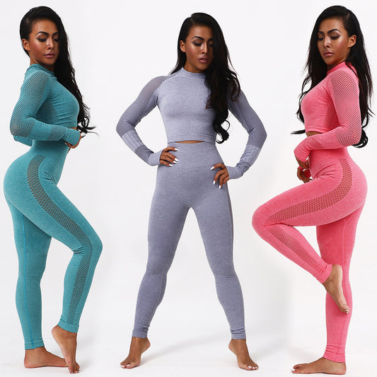 Seamless long sleeve yoga suit-Aria Doejay